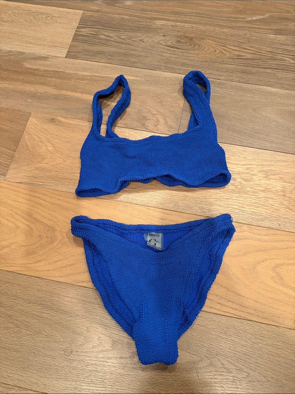 Hunza G Cobalt Blue Textured Bikini Set